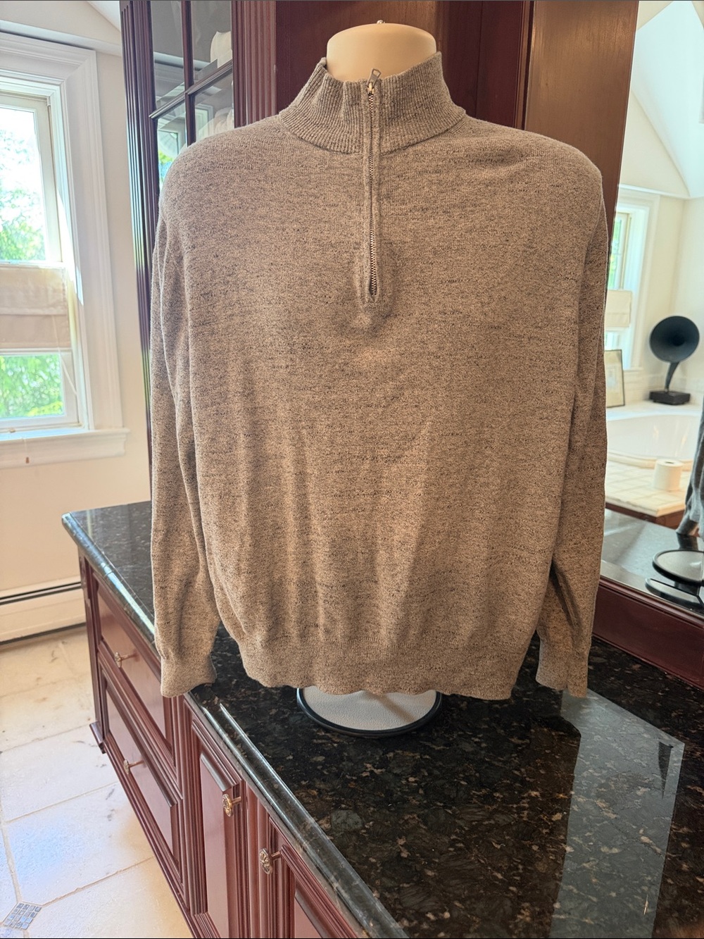 J. Crew Men's Heather Gray cotton quarter zip Sweater